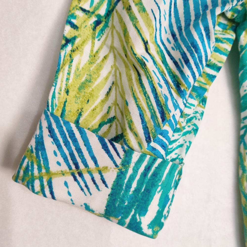 Ruby Rd. Linen Cropped Palm Leaf Printed Jacket - Picture 11 of 14